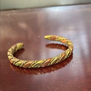 Vintage Twisted Brass and Copper Cuff Bracelet